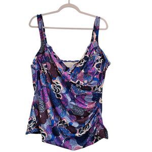 Talbots Miraclesuit Plus size 24W Light Control Underwire Tankini Swim Top
